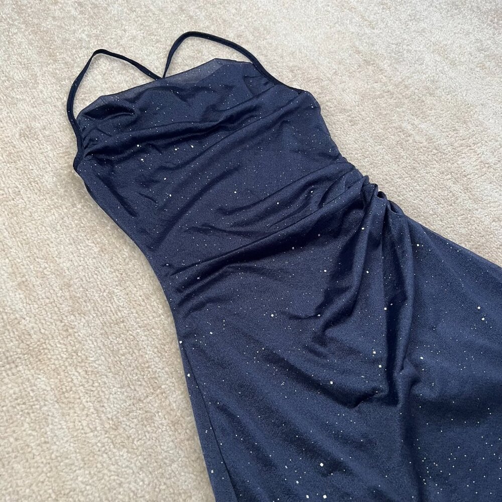 Cider Blue Cocktail Strappy Mini Dress XS - Picture 3 of 10